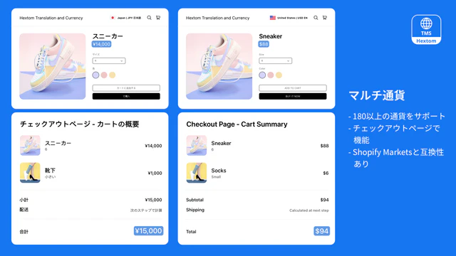 Hextom: 翻訳と通貨 多言語翻訳＋多通貨変換