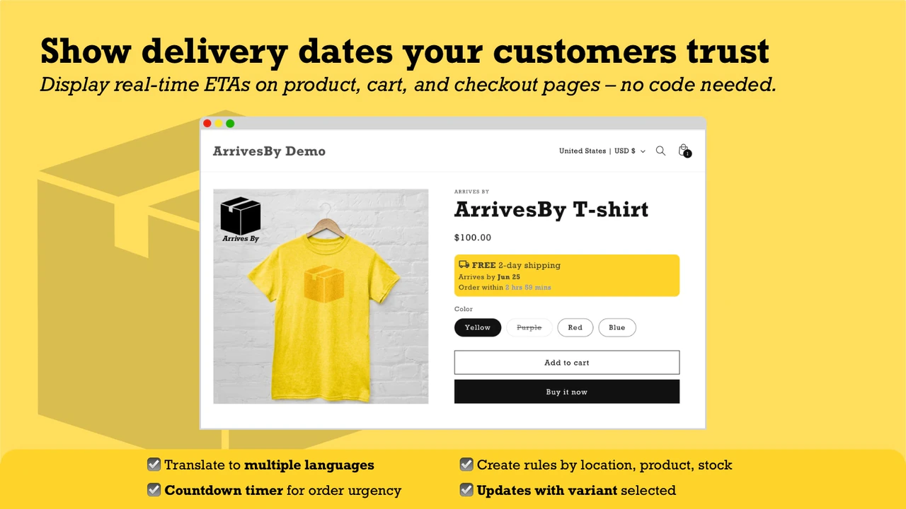 ArivBy Estimated Delivery Date