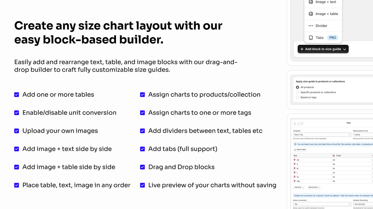 Jotly Size Charts & Size Guide