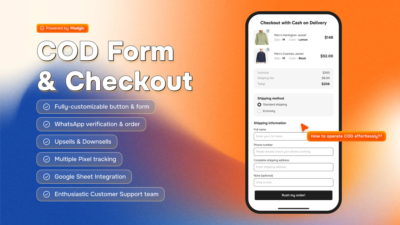 Madgic Order COD Form & Upsell