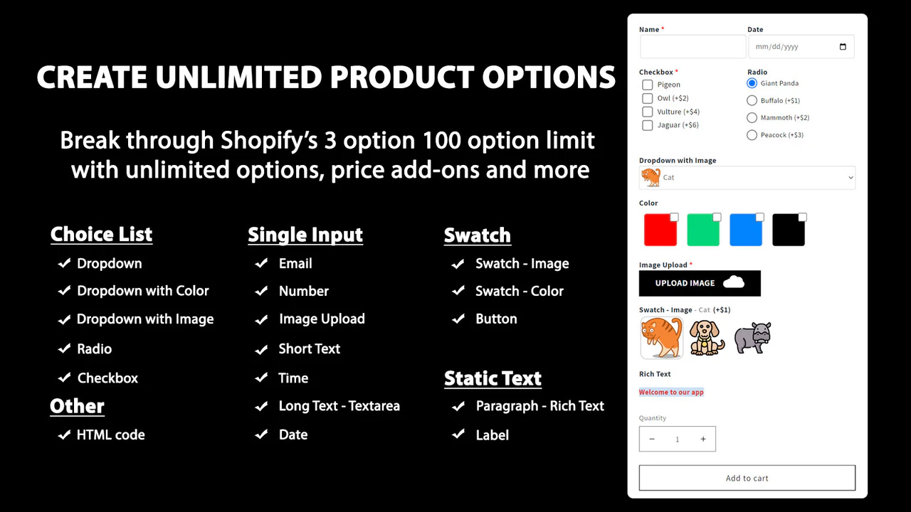 EZ Product options & variants