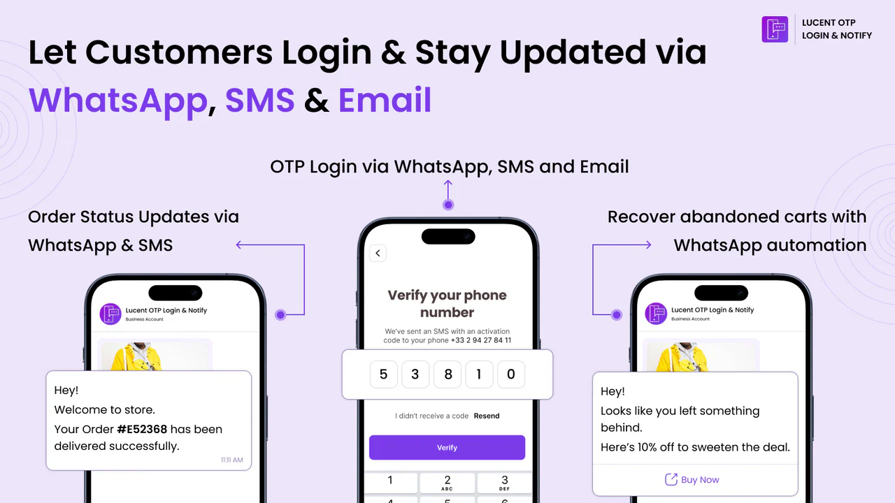Lucent ‑ OTP Login & Notify