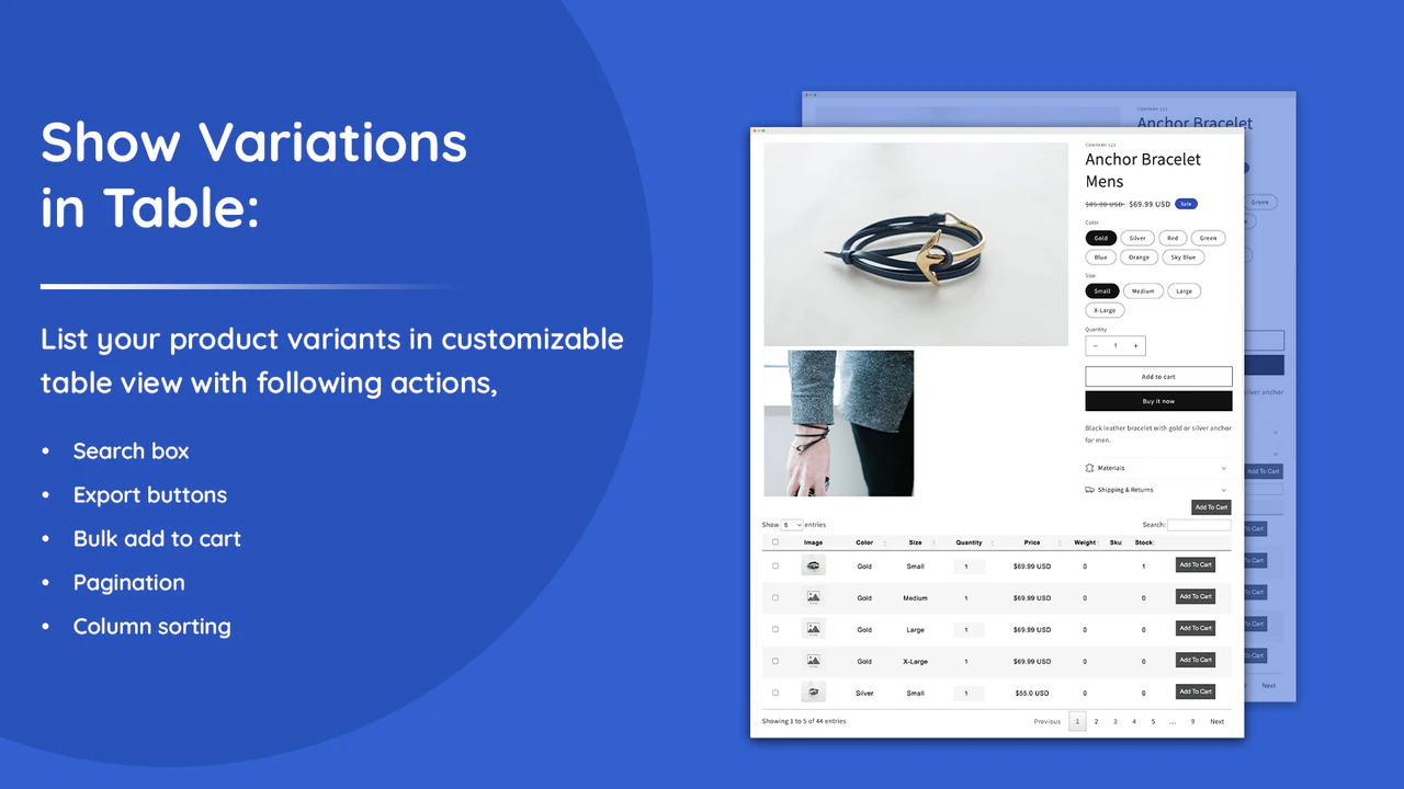 Addify ‑ Variations Table List
