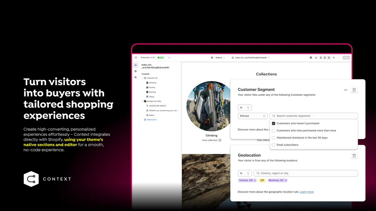 Context – Personalize sections