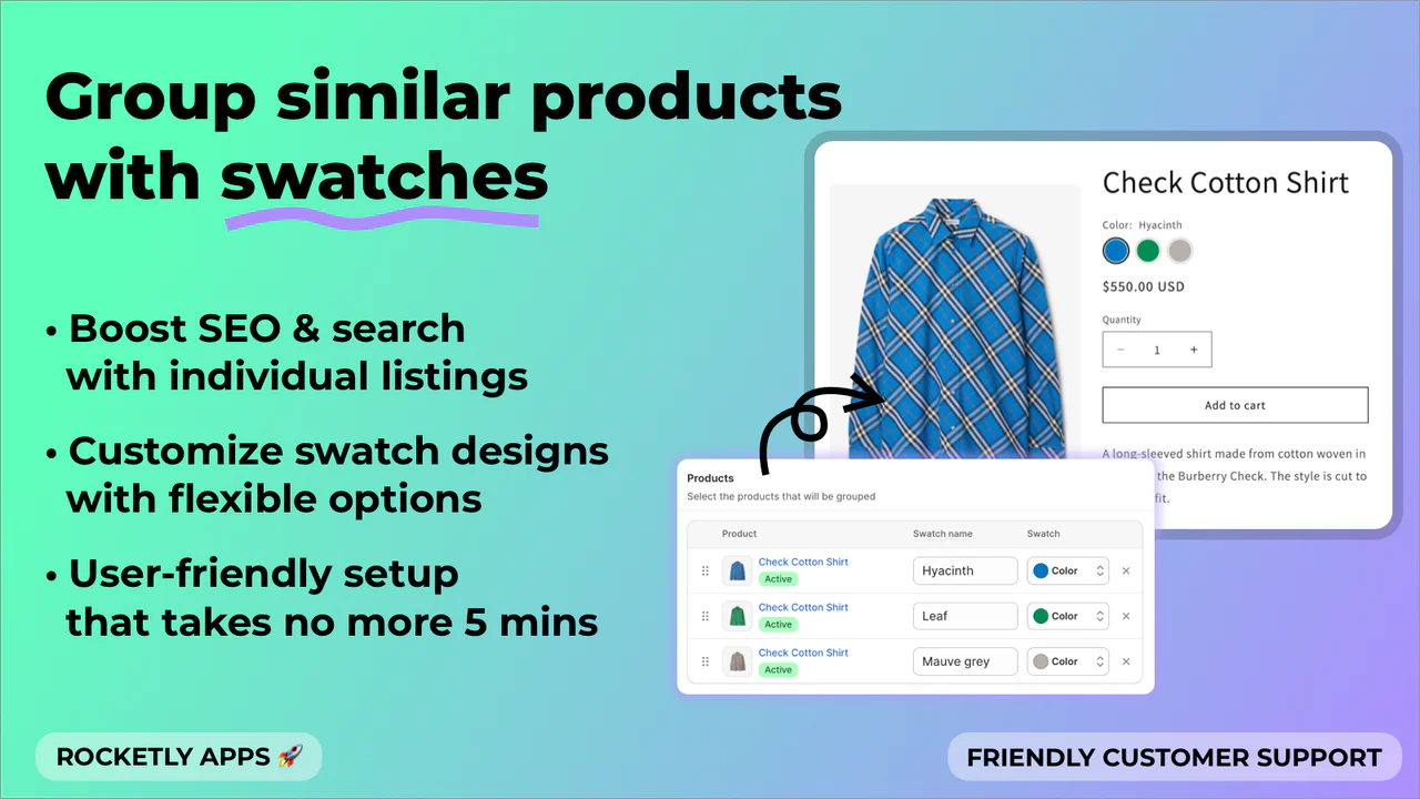 Rocketly: Color Swatches