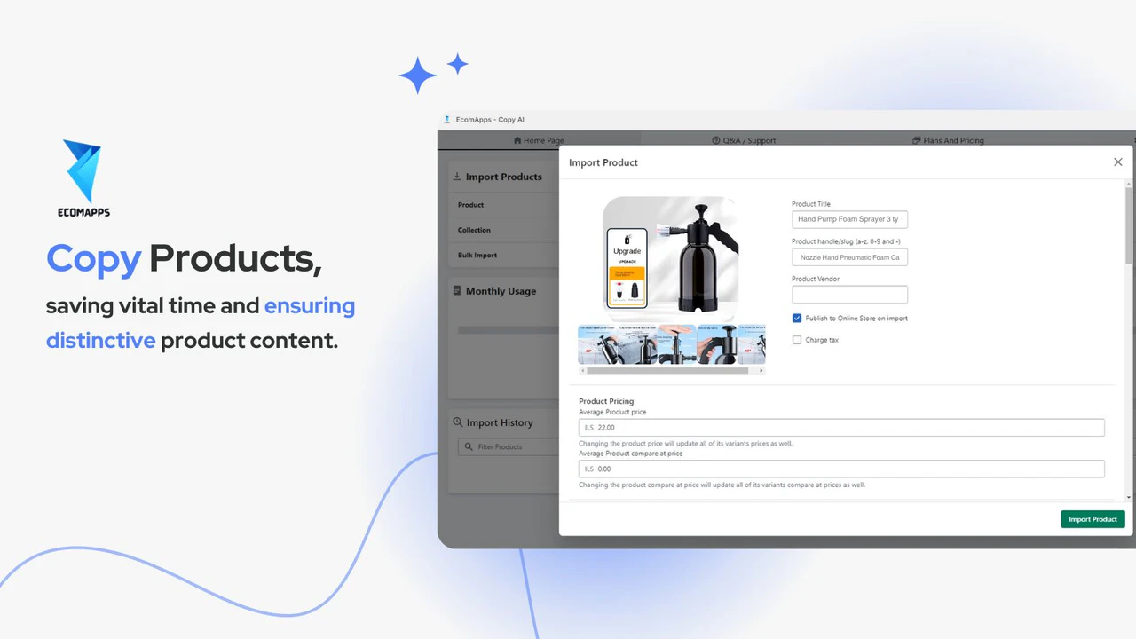 Copy products & Import ‑ EA