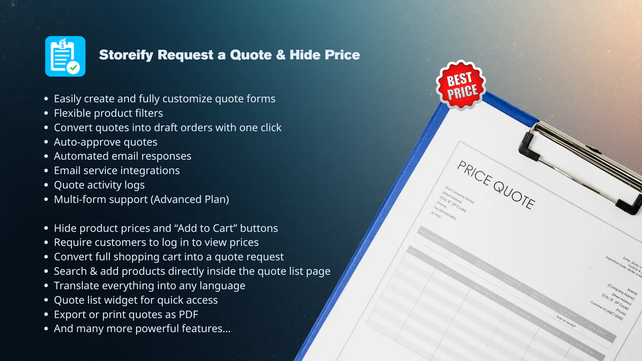 S:Request a Quote & Hide Price
