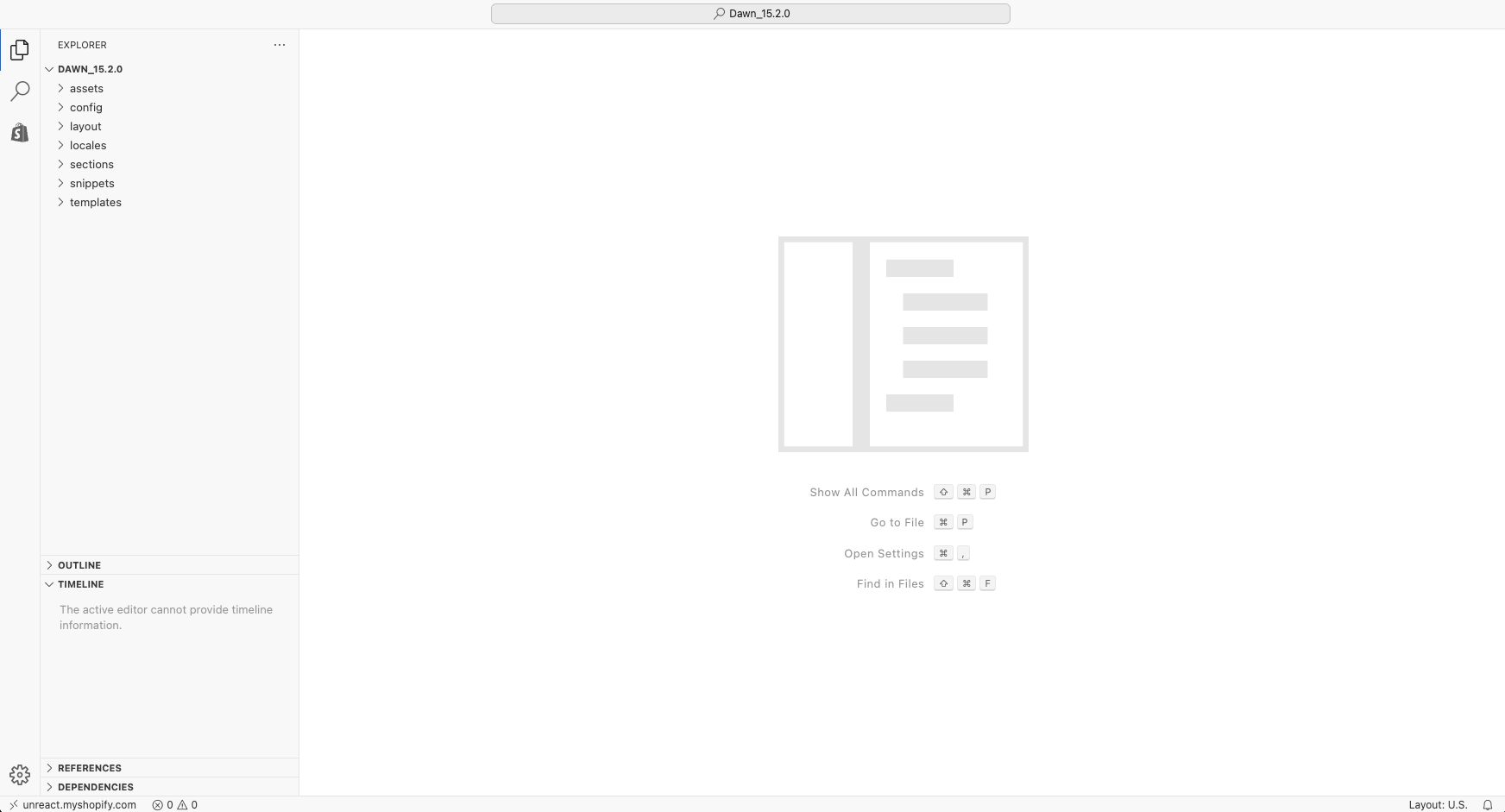 Shopifyテーマのコード編集画面