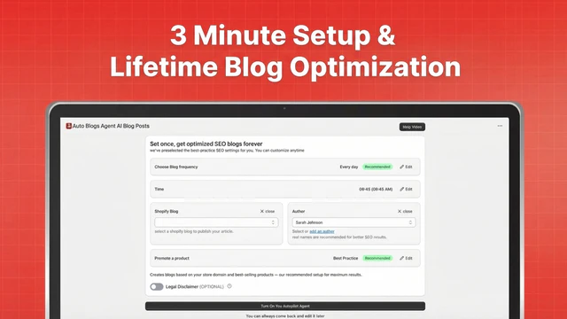 Auto Blogs Agent AI Blog Posts（Built for Shopify）