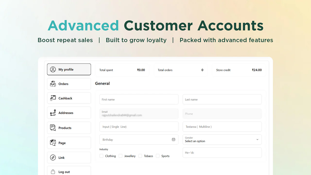 Custlo ‑ Customer accounts app