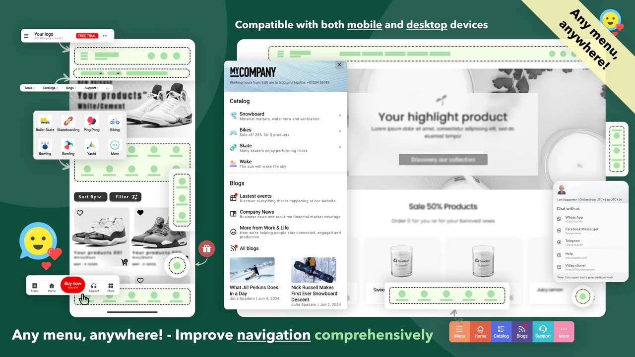 Navi+ TabBar/Mega Menu Builder