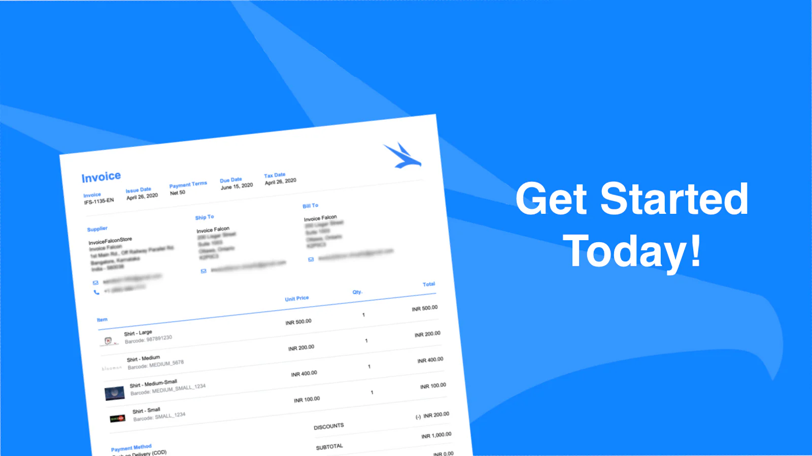 Invoice Falconのアプリ画面
