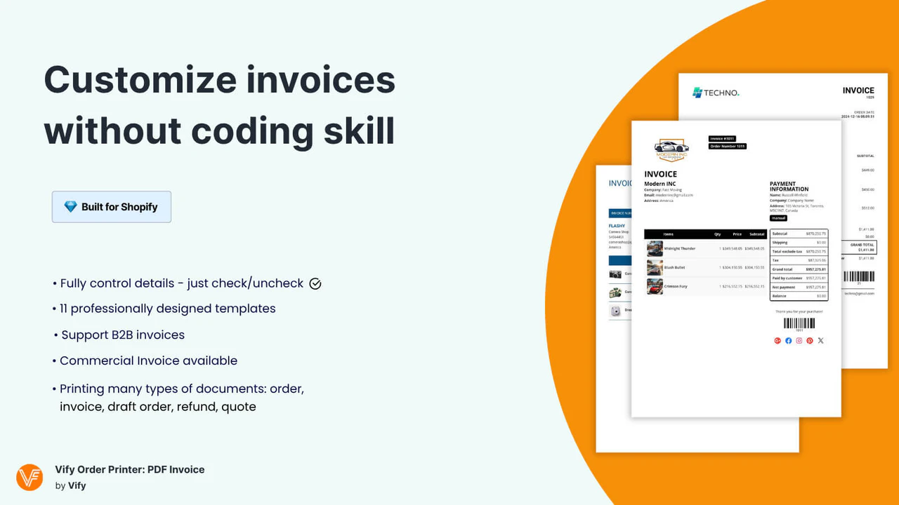 Order Printer: PDF Invoice Appのアプリ画面