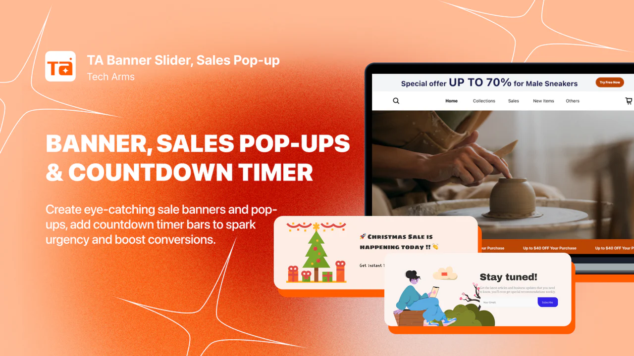 TA Banner Slider, Sales Pop upのアプリ画面