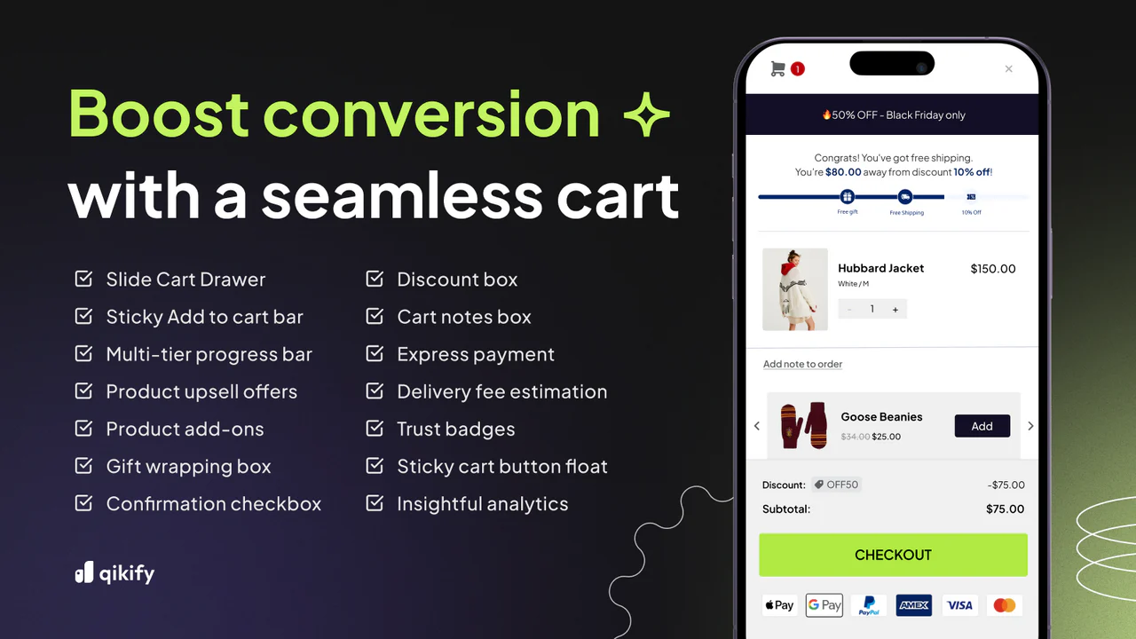 Qikify Slide Cart Drawerのアプリ画面