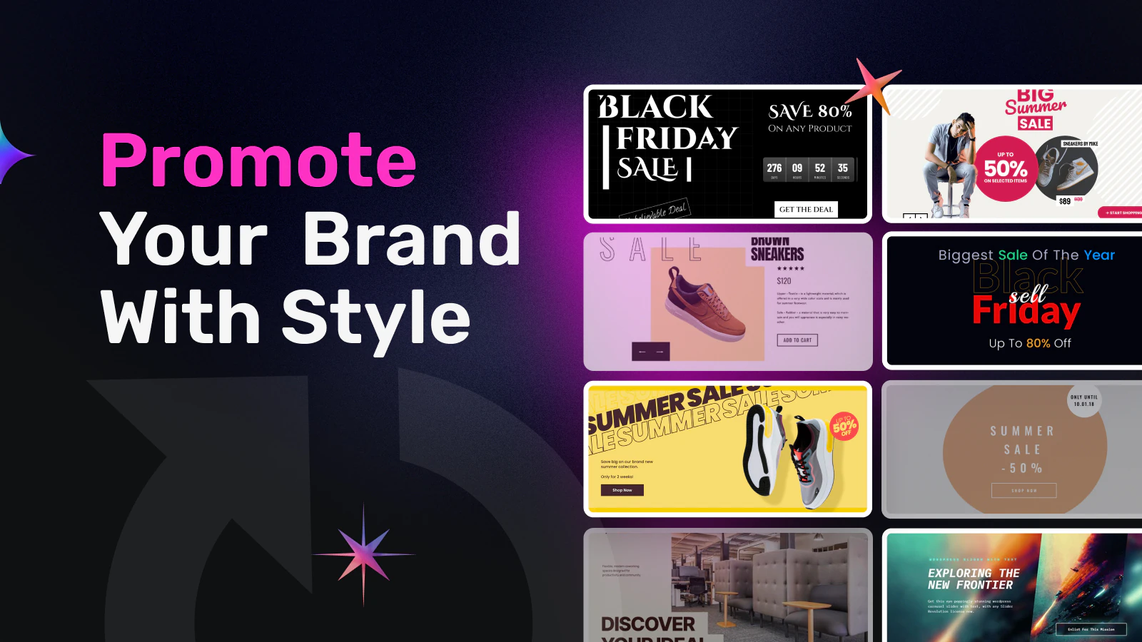 スライダー革命（ランディングページビルダーとセクション）のアプリ画面