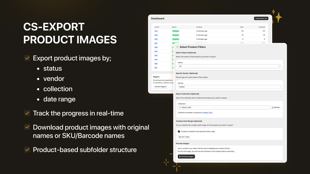 CS ‑ Export Product Imagesのアプリ画面