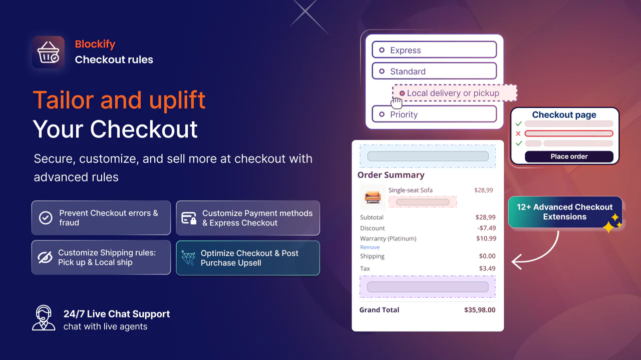 Blockify Checkout Customizerのアプリ画面