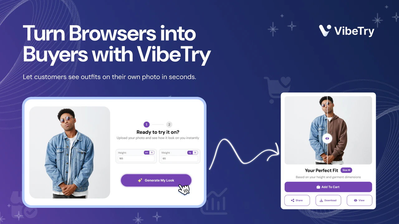 VibeTry AI Try On & Size Guide のアプリストア画像