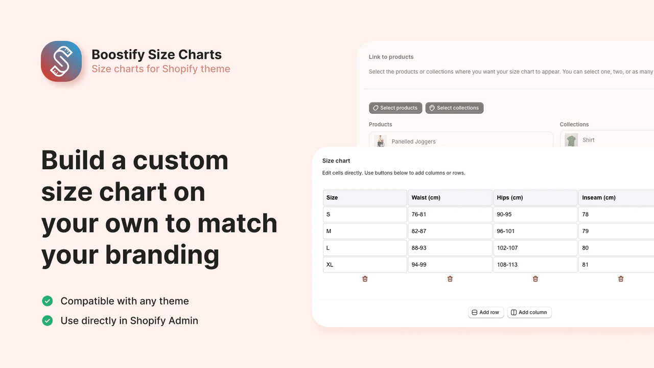Boostify Size Charts のアプリストア画像
