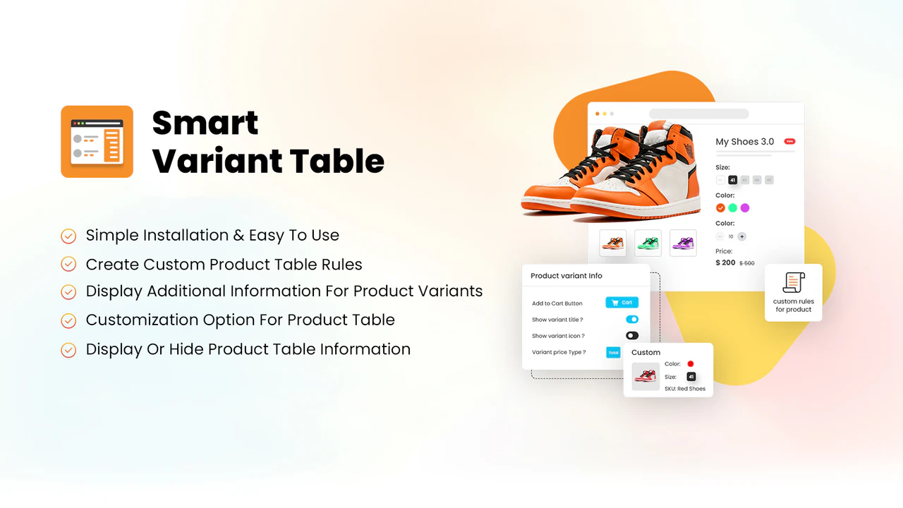 Smart Variant Table: B2B Order