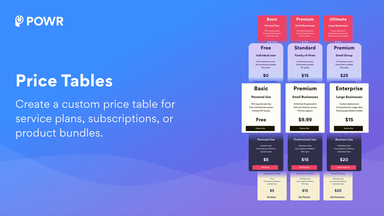 POWR: Pricing Table Comparison