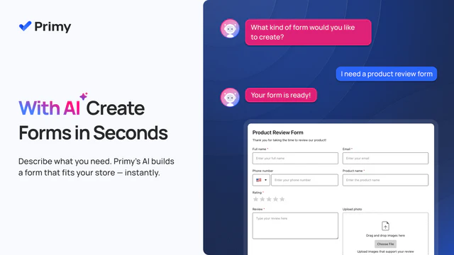 Primy AI Contact Forms Builder のアプリストア画像