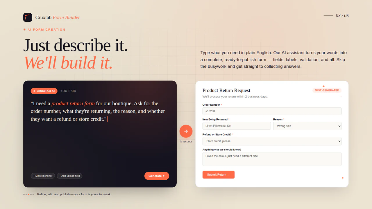 Cruxtab Contact Form Builder のアプリストア画像