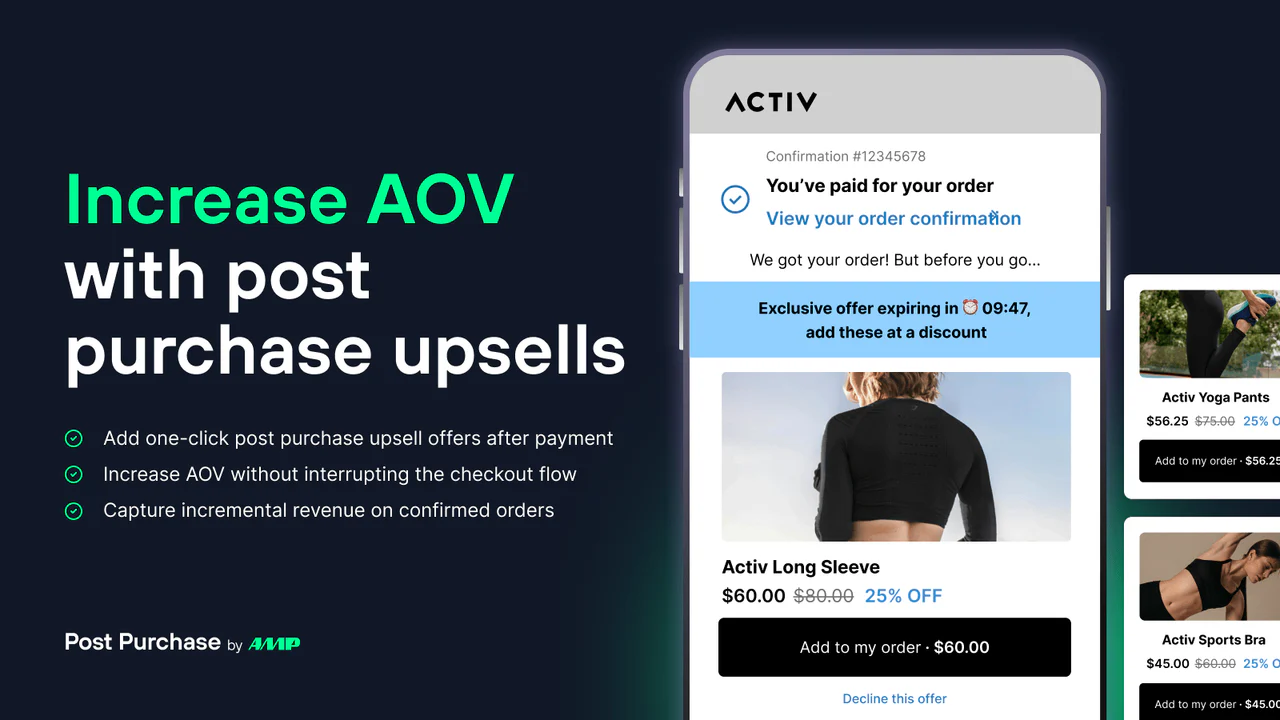 Amp Post Purchase Upsell