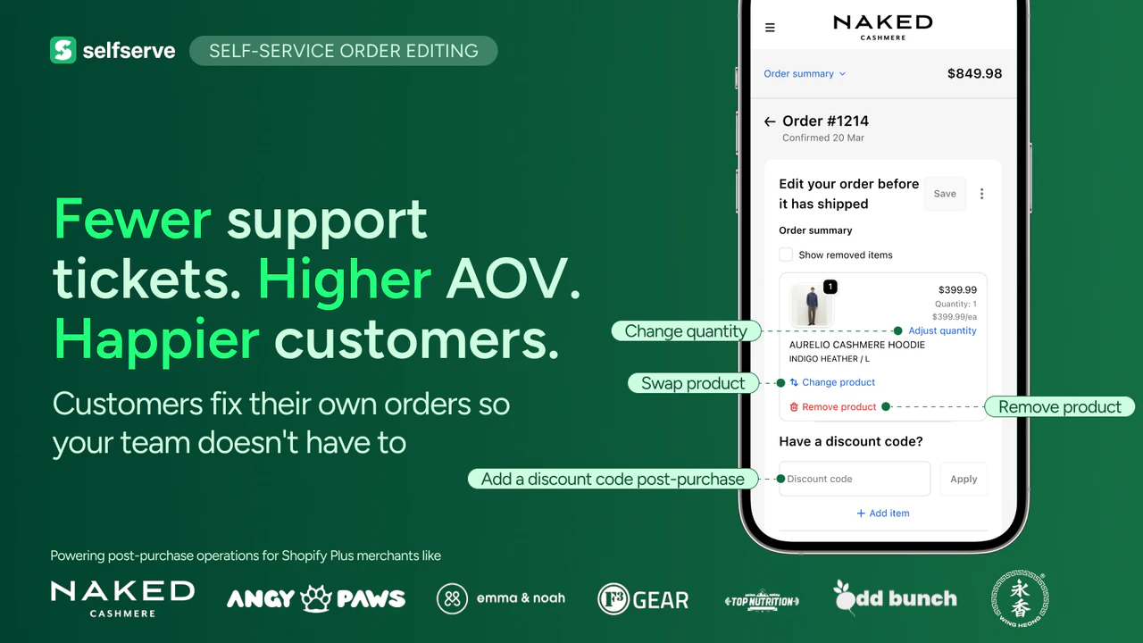 SelfServe: Order Edits+Upsellsのアプリ画像