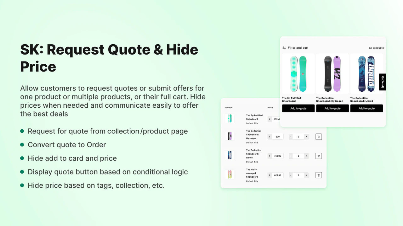 SK Request a Quote, Hide Price