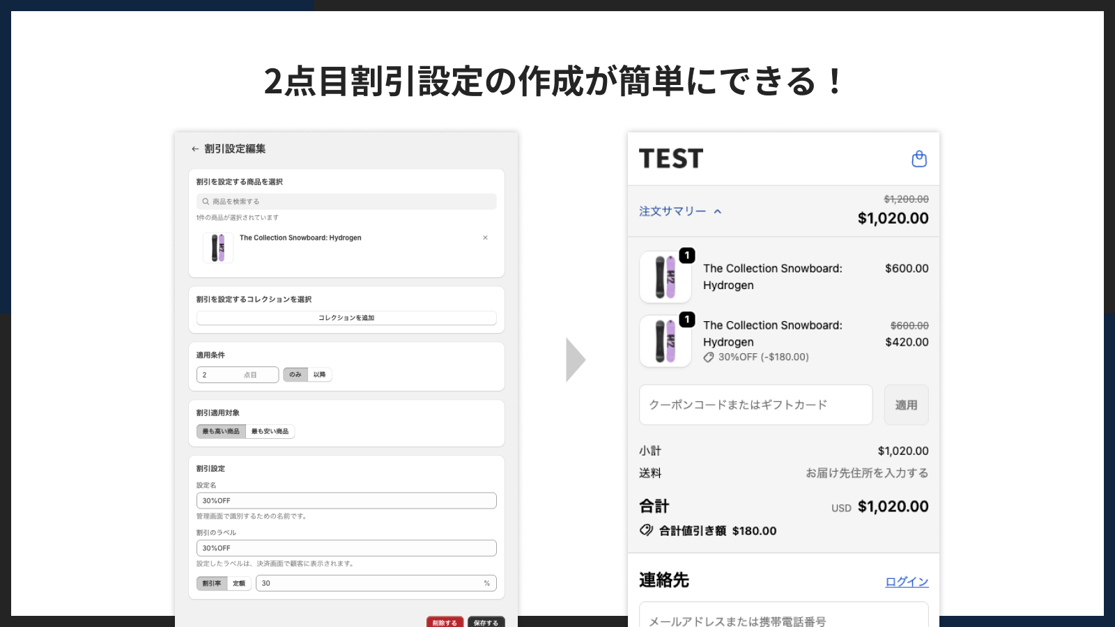 2点目割引設定の作成画面