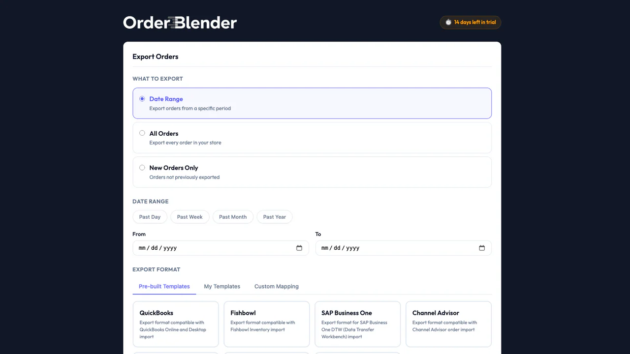 Order Blender: Order Exporter