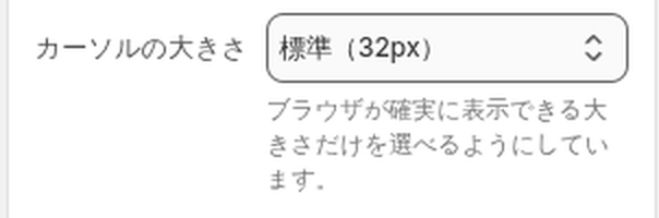 カーソルの大きさの設定