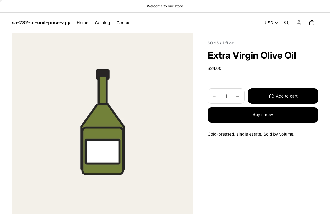 商品ページで価格の上に「$0.95 / 1 fl oz」が表示されている
