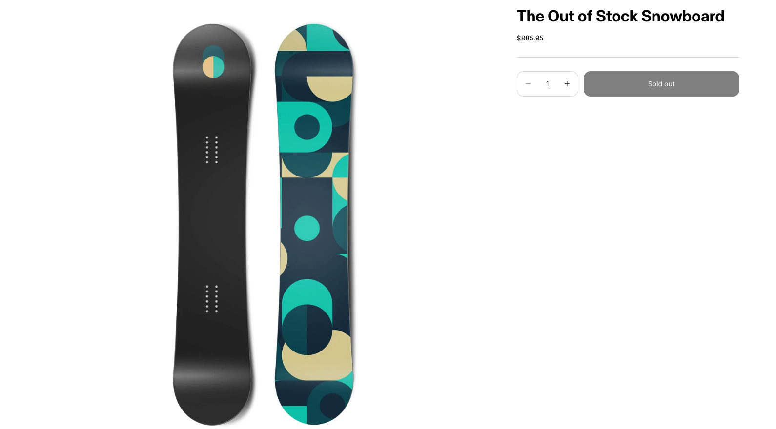売り切れ商品の商品ページ。カートのボタンが Sold out の表示になっている